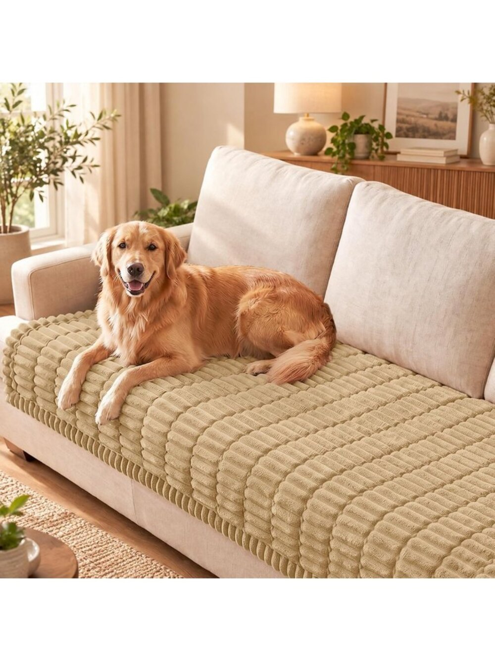 Washable Non-Slip Couch Cover for Dogs | Plush Flannel Sofa Protector